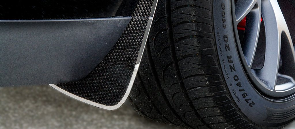 Real Carbon Fiber Mud Flap Set 15-up Dodge Challenger - Click Image to Close